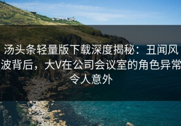 汤头条轻量版下载深度揭秘：丑闻风波背后，大V在公司会议室的角色异常令人意外