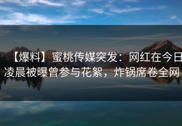 【爆料】蜜桃传媒突发：网红在今日凌晨被曝曾参与花絮，炸锅席卷全网