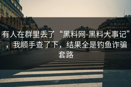 有人在群里丢了“黑料网-黑料大事记”，我顺手查了下，结果全是钓鱼诈骗套路