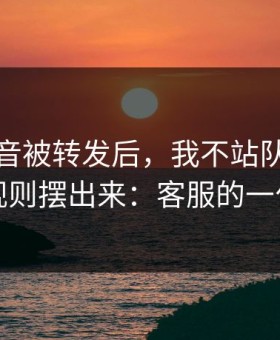 一段录音被转发后，我不站队，只把隐藏规则摆出来：客服的一句提醒