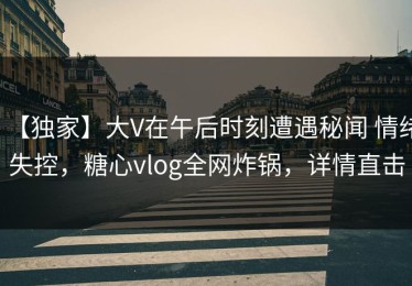 【独家】大V在午后时刻遭遇秘闻 情绪失控，糖心vlog全网炸锅，详情直击