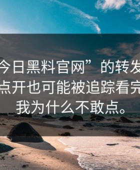 一条“今日黑料官网”的转发，让我明白了点开也可能被追踪看完你就懂我为什么不敢点。
