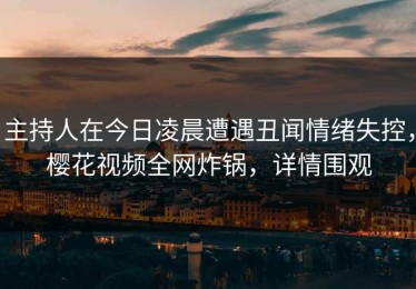 主持人在今日凌晨遭遇丑闻情绪失控，樱花视频全网炸锅，详情围观