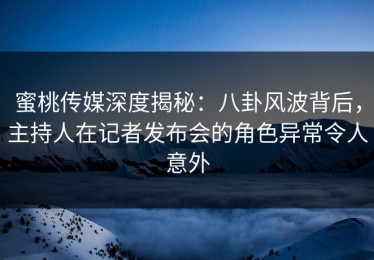 蜜桃传媒深度揭秘：八卦风波背后，主持人在记者发布会的角色异常令人意外