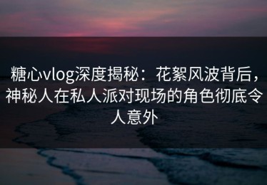 糖心vlog深度揭秘：花絮风波背后，神秘人在私人派对现场的角色彻底令人意外